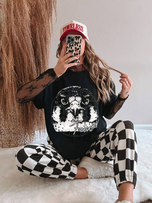 Black and White Falcons Mascot