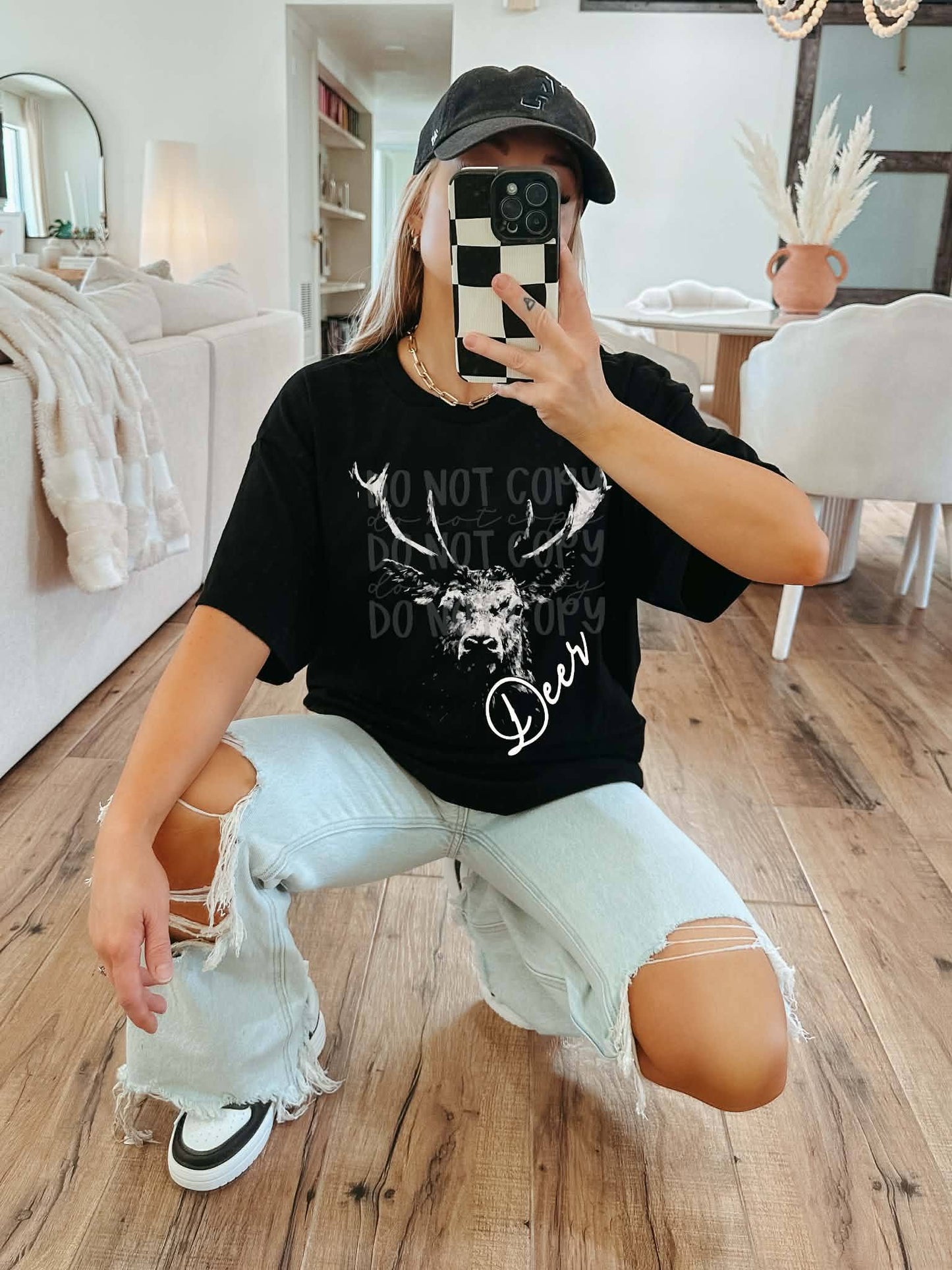 Black and White Deer Mascot