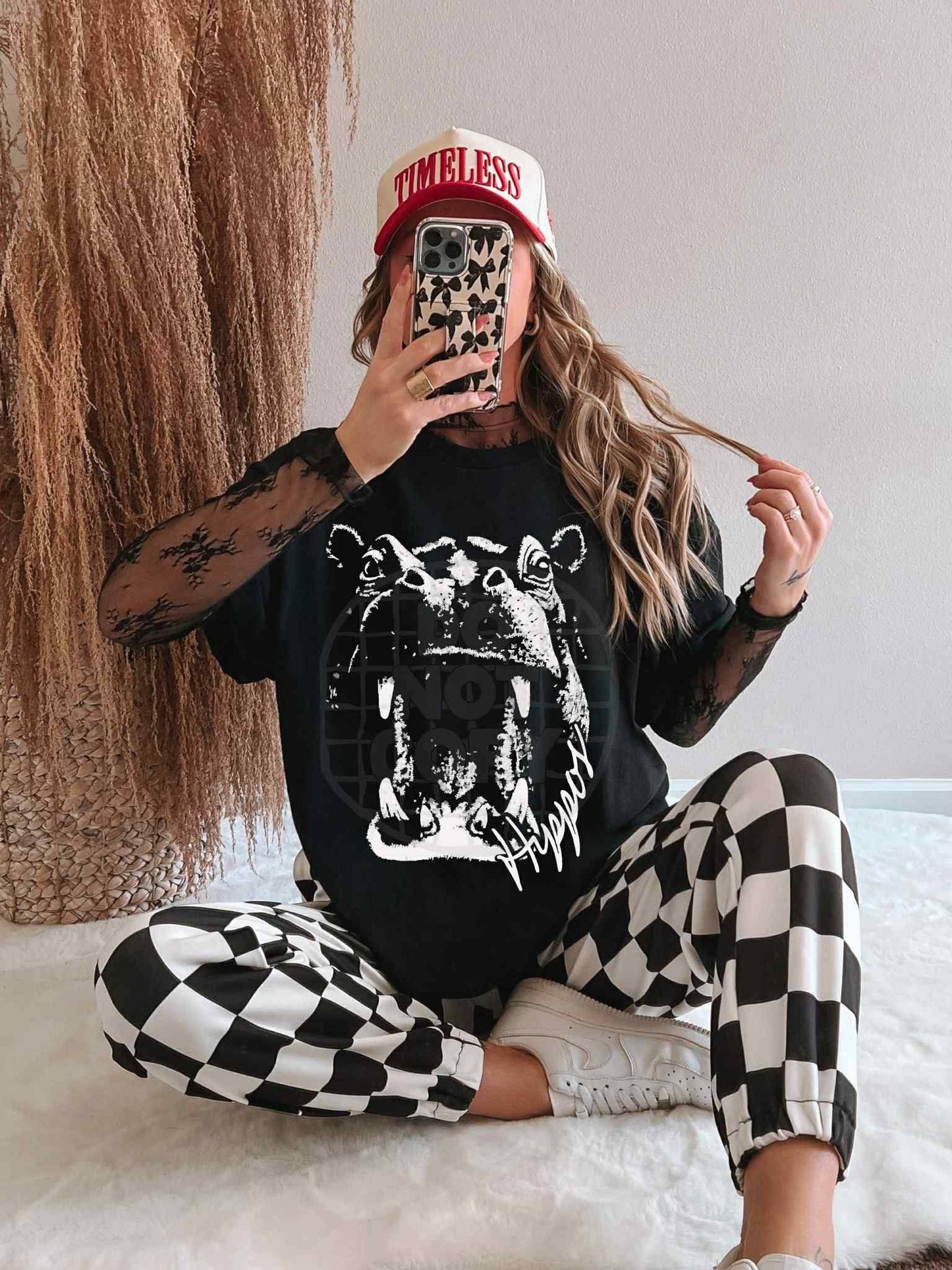 Black and White Hippos Mascot