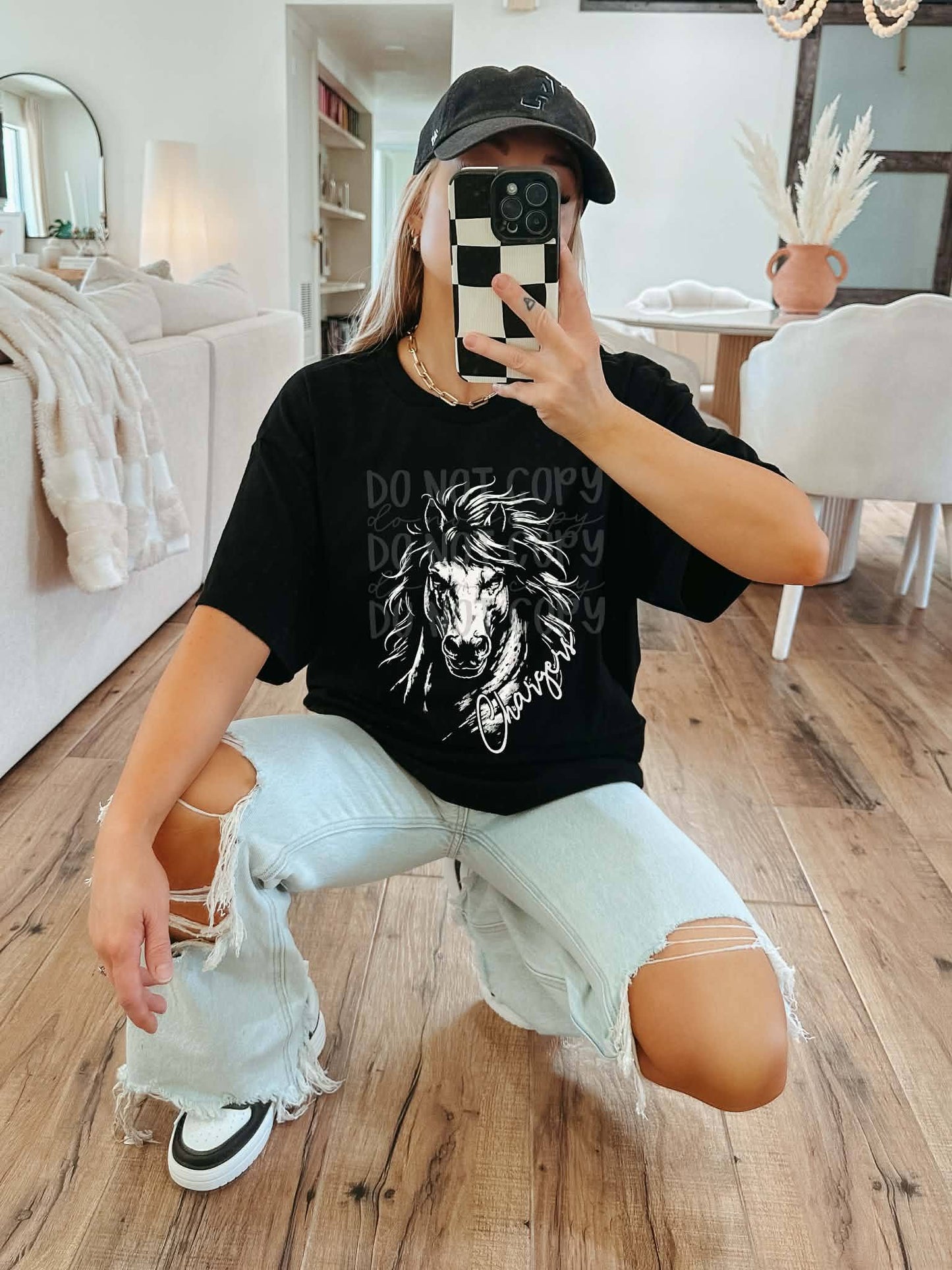 Black and White Broncos Mascot