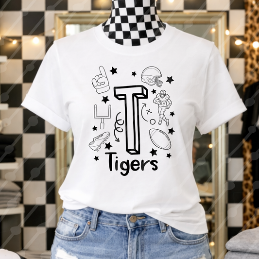 TIGERS FOOTBALL DOODLE