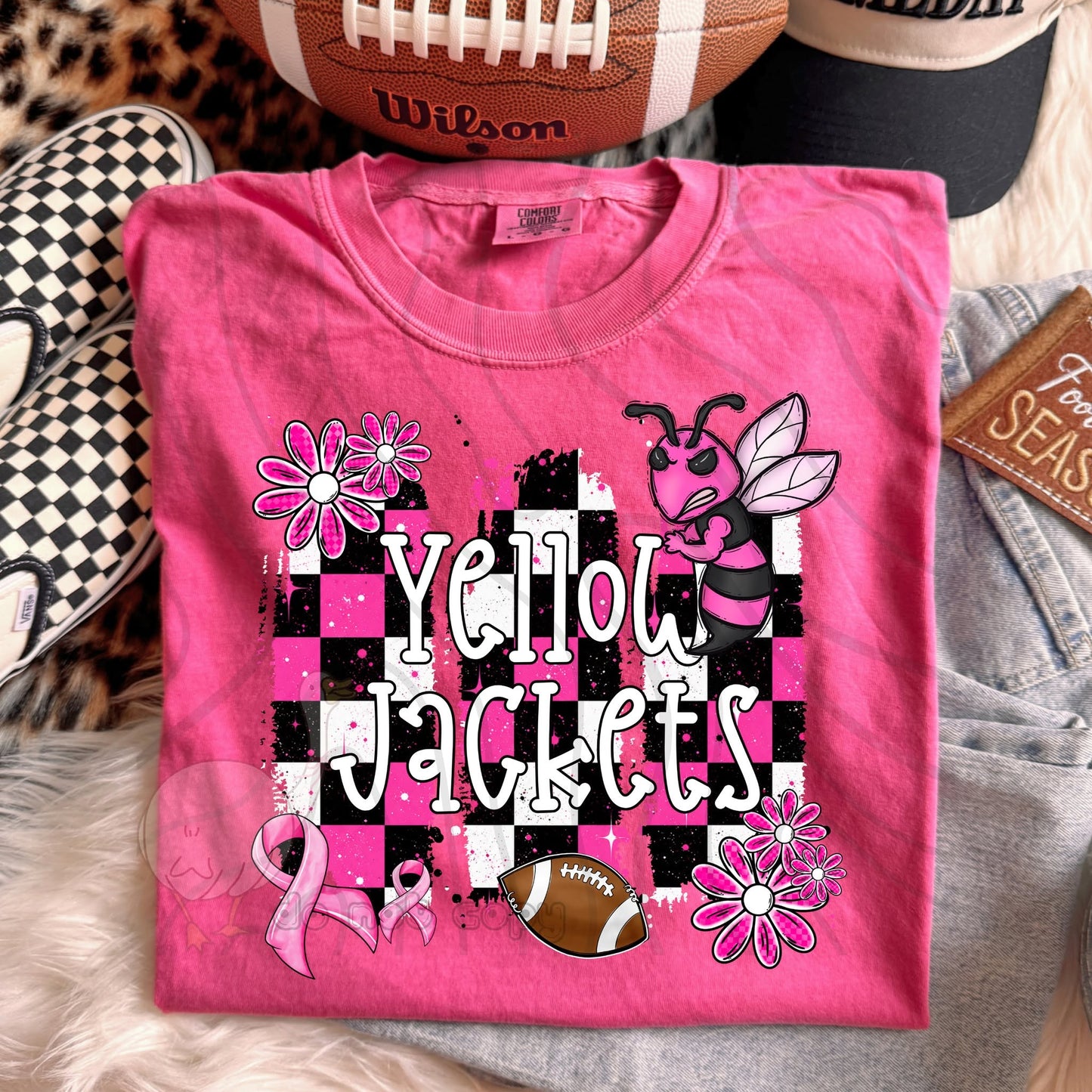 PINK CHECKERED MASCOTS SCHOOL SPIRIT