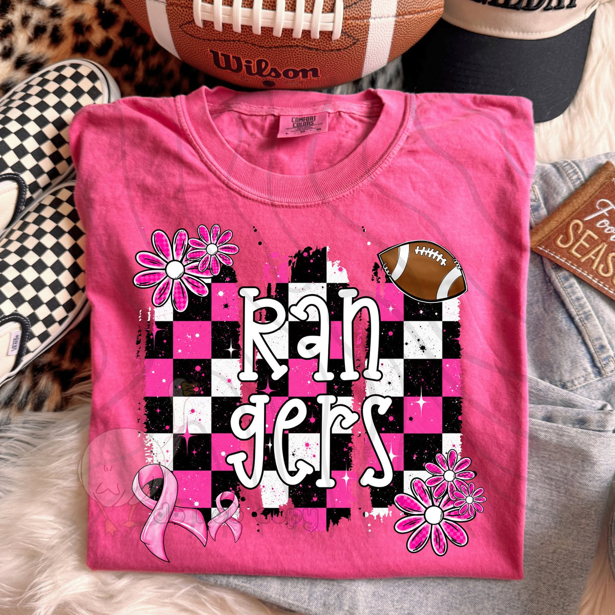PINK CHECKERED MASCOTS SCHOOL SPIRIT