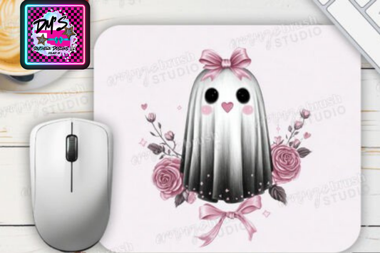 Cutesty Ghost with Bow Mouse Pad