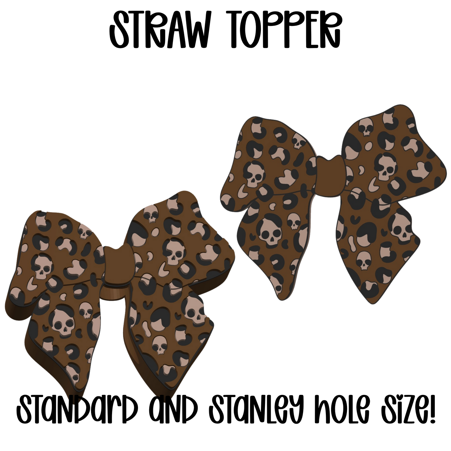 Leopard Skull Bow Straw Topper