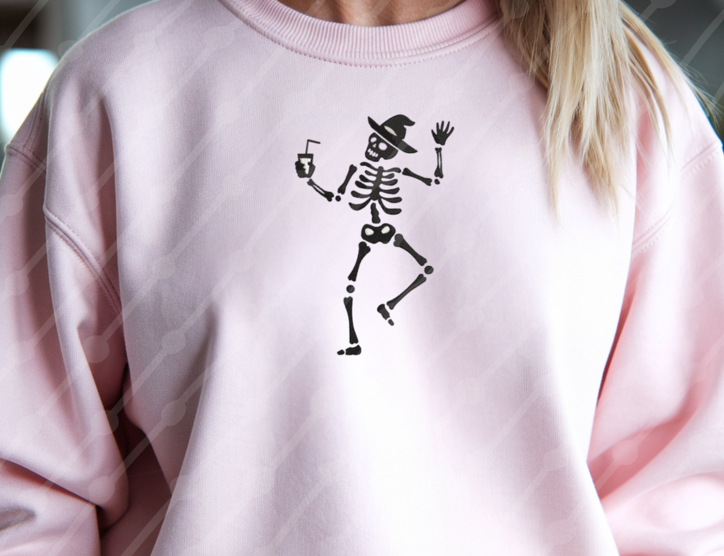 EMBROIDERED CREWNECK - DANCING SKELETON