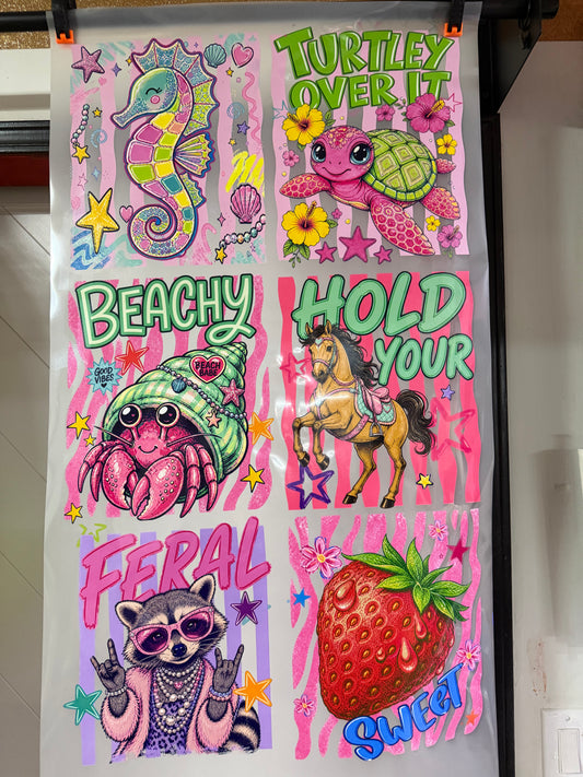 STRIPED CUTE SUMMER #1- 6 TRANSFERS - PREMADE DTF BUNDLE - READY TO PRESS