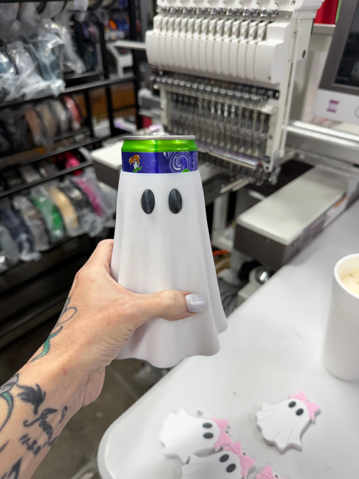 Ghost Can Sleeve Coozie Holder 12oz Standard Can