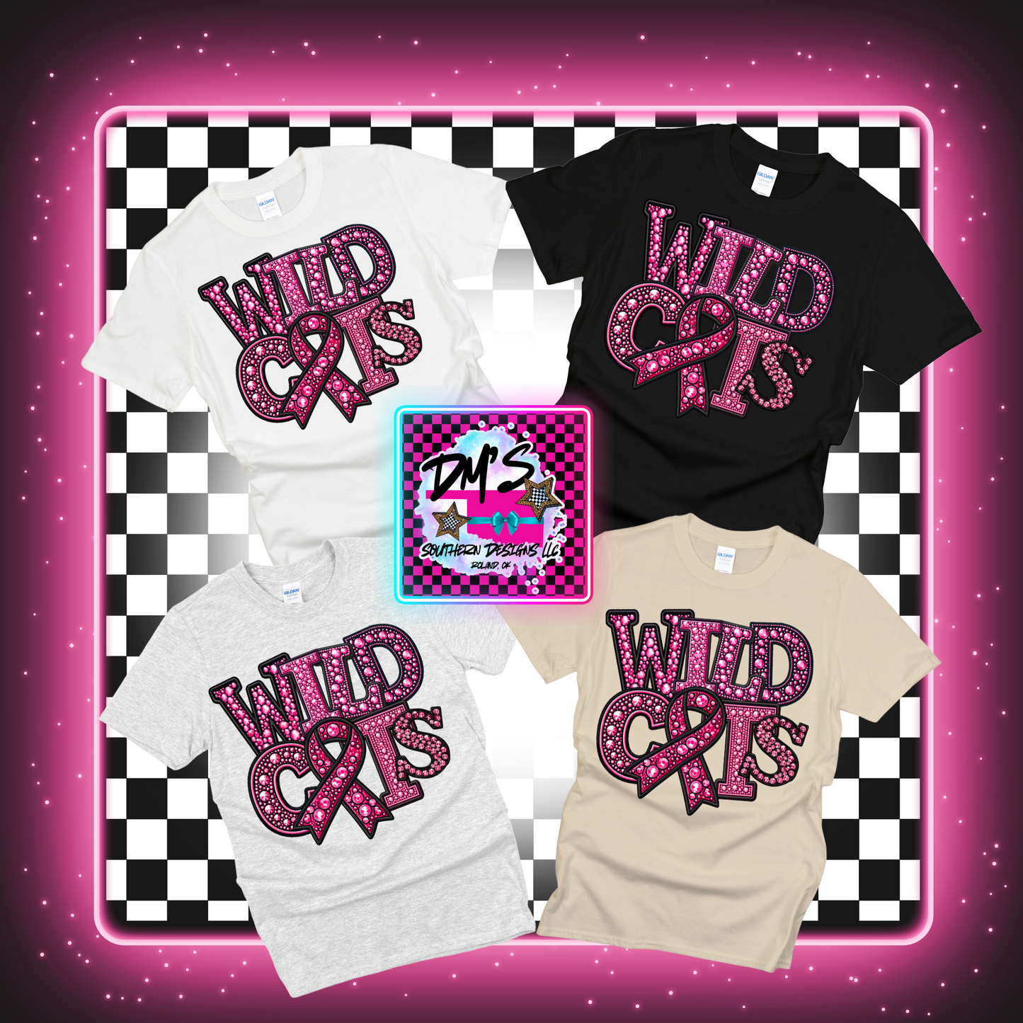 WILDCATS FAUX RHINESTONE PINK RIBBON