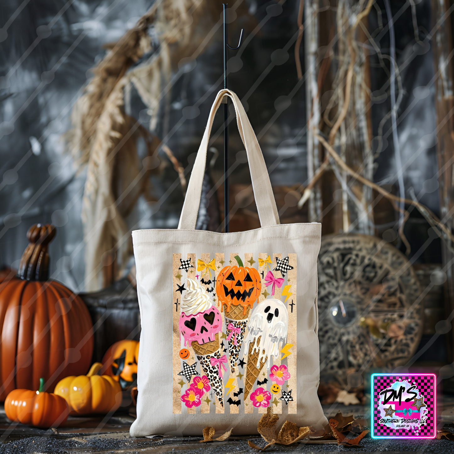 SPOOKY ICE CREAM DRIP TOTE BAG