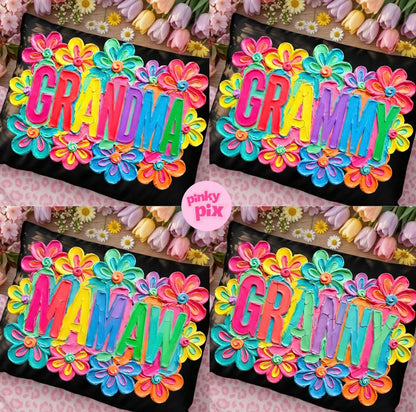Mom Granny Mamaw Grammy Grandma Bright Floral Designs