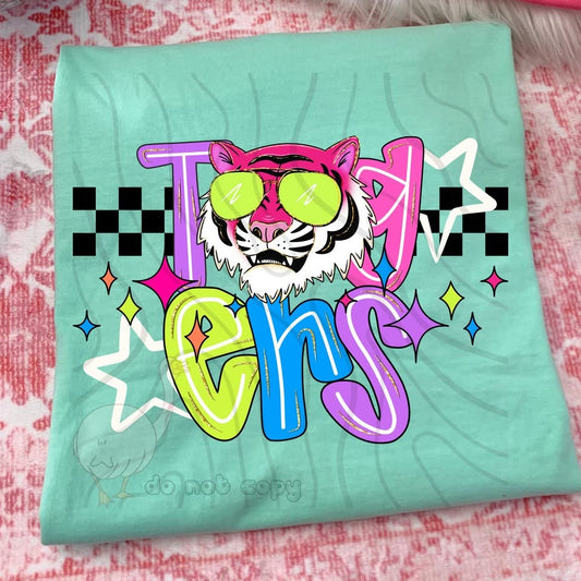 NEON TIGERS CHECKERED MASCOT