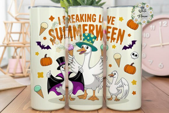 I Freaking Love Summerween Tumbler 20oz Matte Glossy Shimmer Glow in Dark - Comes with Gift Box & Straw