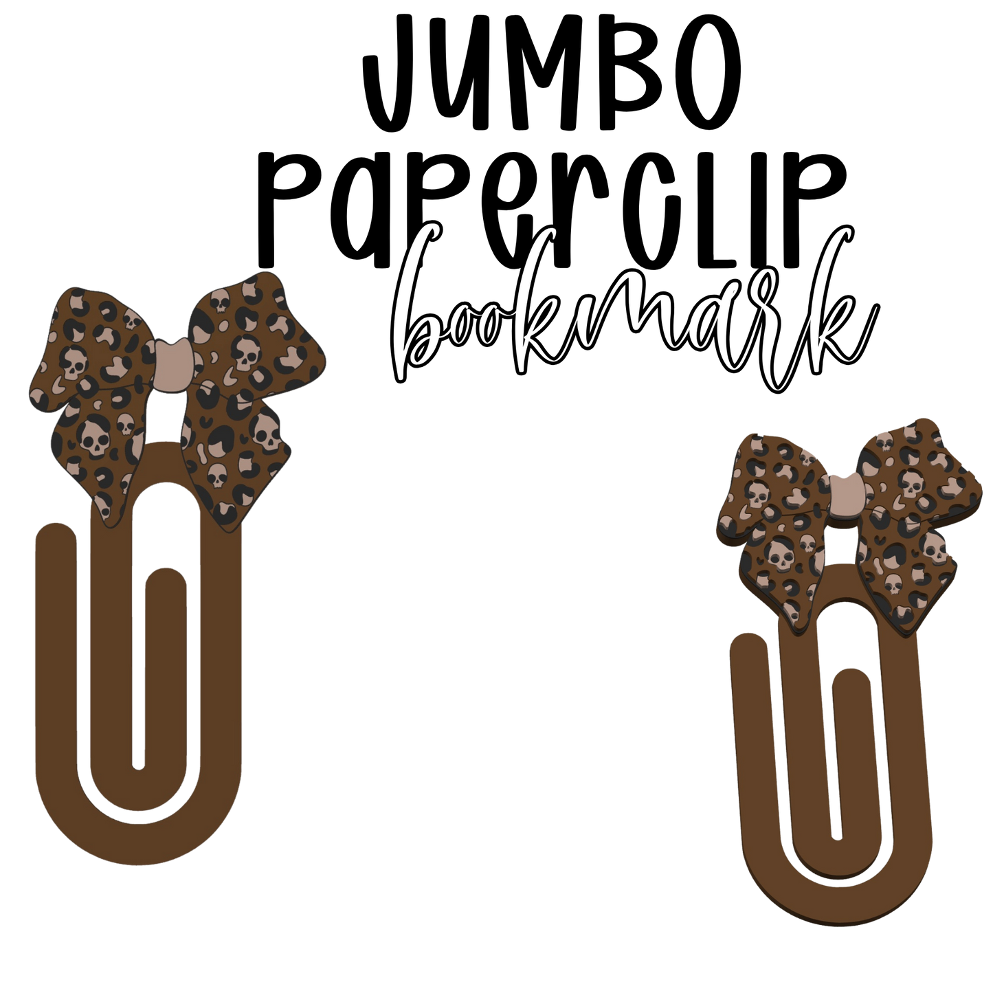 Leopard Skull Bow Jumbo Paperclip Bookmark