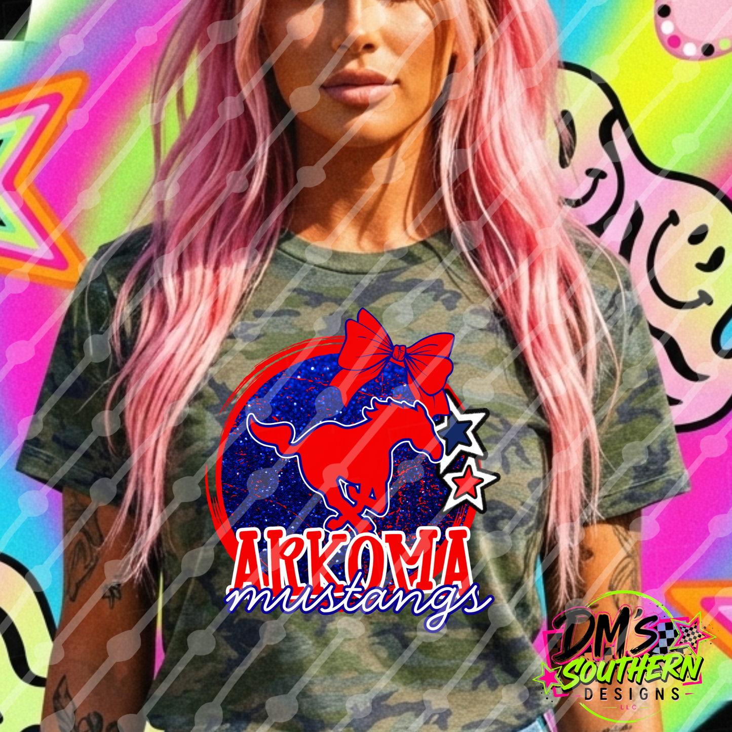 ARKOMA MUSTANGS GLITTER MASCOT OKLAHOMA