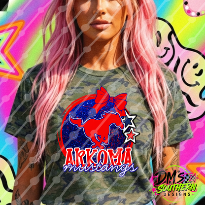 ARKOMA MUSTANGS GLITTER MASCOT OKLAHOMA
