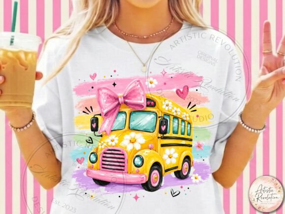 PINK BOW SCHOOL BUS BACK TO SCHOOL