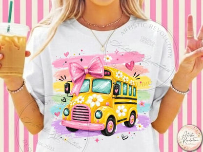 PINK BOW SCHOOL BUS BACK TO SCHOOL
