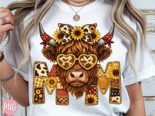 MOM COW LEOPARD SUNFLOWER - Shirts Hats Transfers