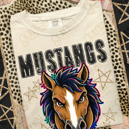 MUSTANGS GRUNGE MASCOT