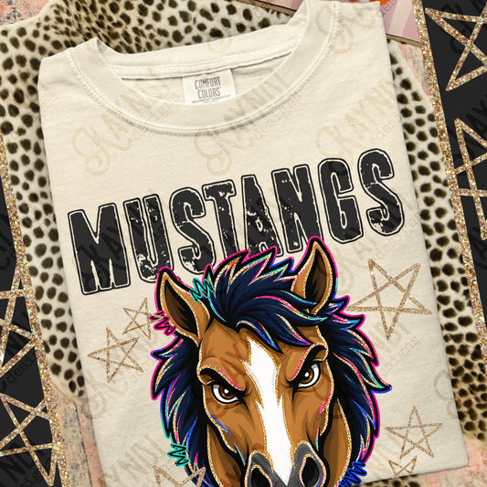 MUSTANGS GRUNGE MASCOT