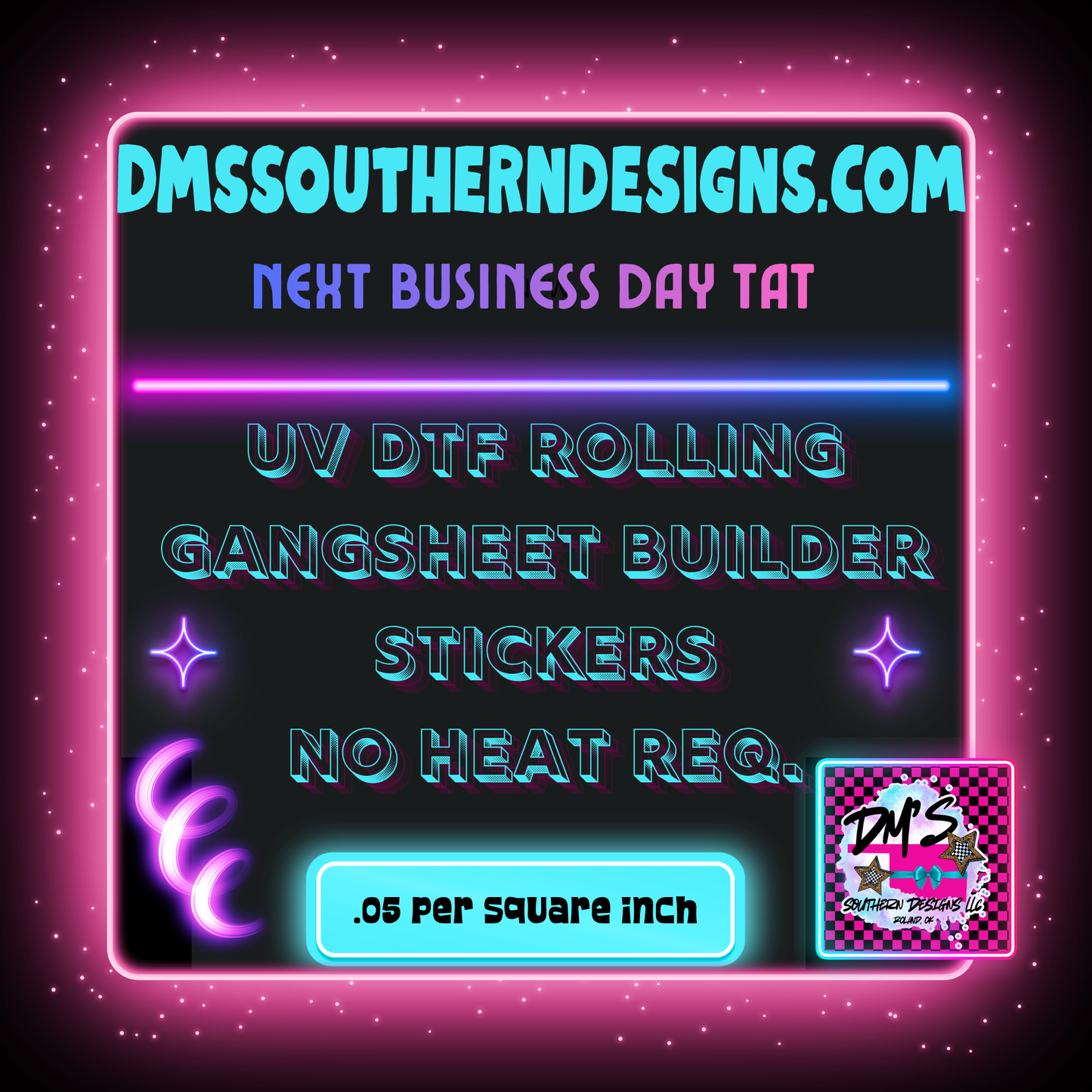 UV DTF ROLLING GANG SHEET - ONLY PAY FOR THE INCHES USED