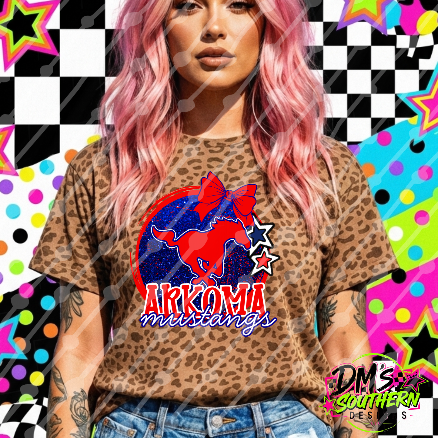 ARKOMA MUSTANGS GLITTER MASCOT OKLAHOMA