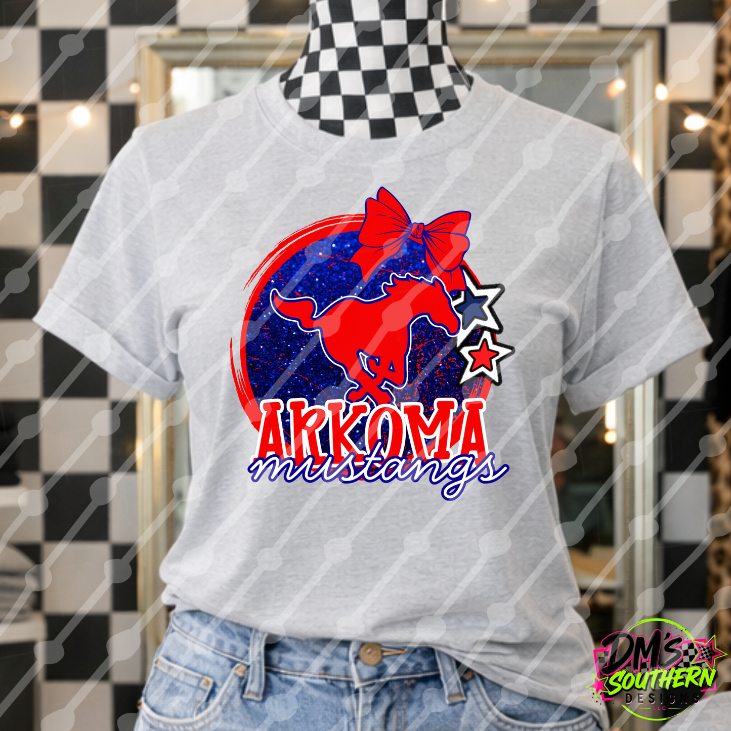 ARKOMA MUSTANGS GLITTER MASCOT OKLAHOMA
