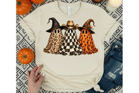 CUTE BOHO GHOST TRIO CHECKERED LEOPARD
