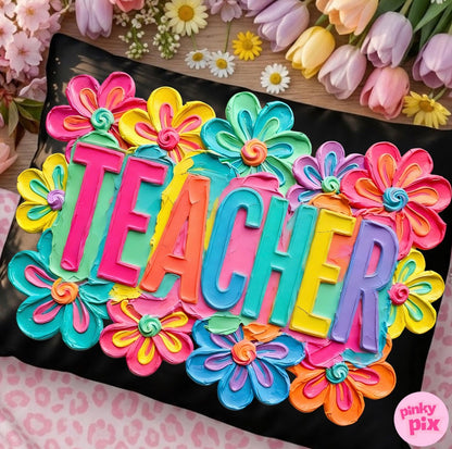 Teacher Teaching Bright Floral Designs