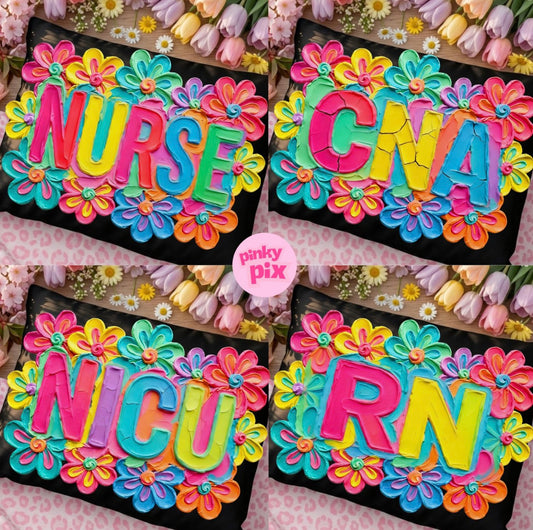Floral Nursing Watercolor DTF Transfer Bundle - 4 Designs