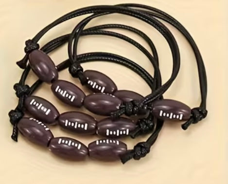 Football Charm Bead Adjustable Bracelet