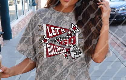 LETS GO BULLDOGS PENNANT - MAROON CRIMSON