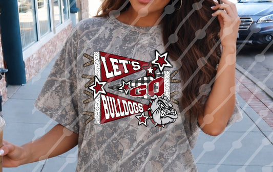 LETS GO BULLDOGS PENNANT - MAROON CRIMSON