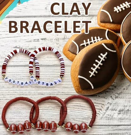 Football Clay Bead Bracelets