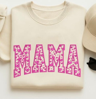 MAMA HEARTS VALENTINE - EMBROIDERED CREWNECK - ADULT