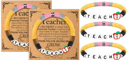 Teach Teacher Resin Beaded Bracelet - Teacher Appreciation