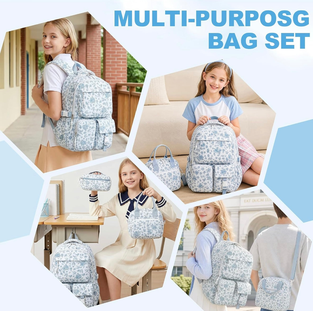 Corduroy 3 Piece Backpack Set