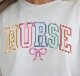 PASTEL NURSE - EMBROIDERED CREWNECK - ADULT