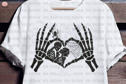 EMBROIDERED CREWNECK - SKELETON HANDS HEART