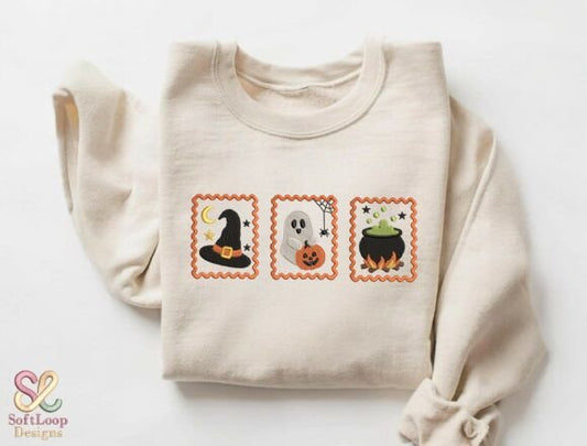 EMBROIDERED CREWNECK - HALLOWEEN STAMP