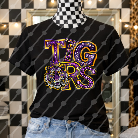 TIGERS FAUX RHINESTONES