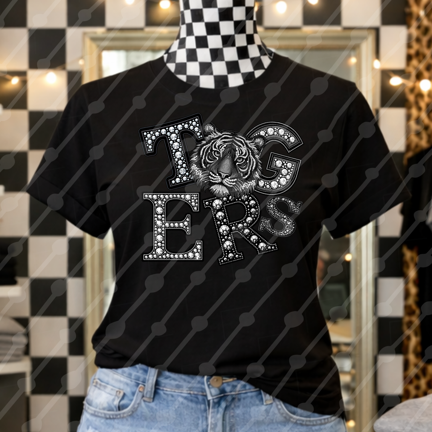 TIGERS FAUX RHINESTONES