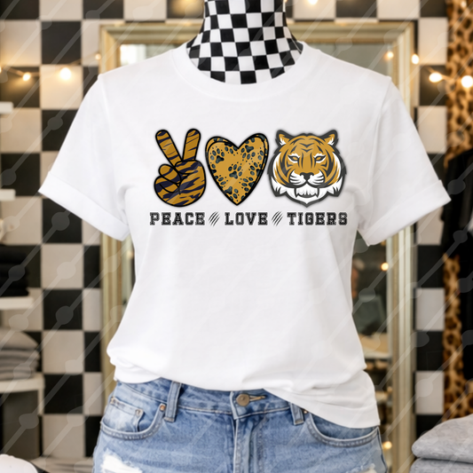 PEACE LOVE TIGERS MASCOT SCHOOL SPIRIT
