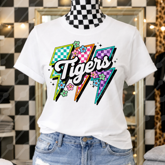 TIGERS LIGHTNING BOLTS SCHOOL SPIRIT