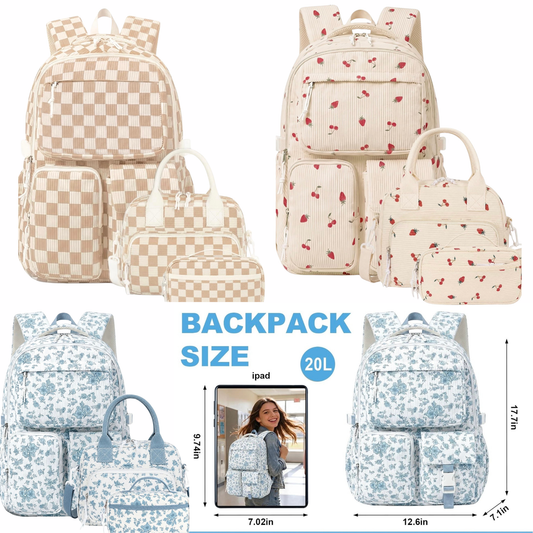 Corduroy 3 Piece Backpack Set