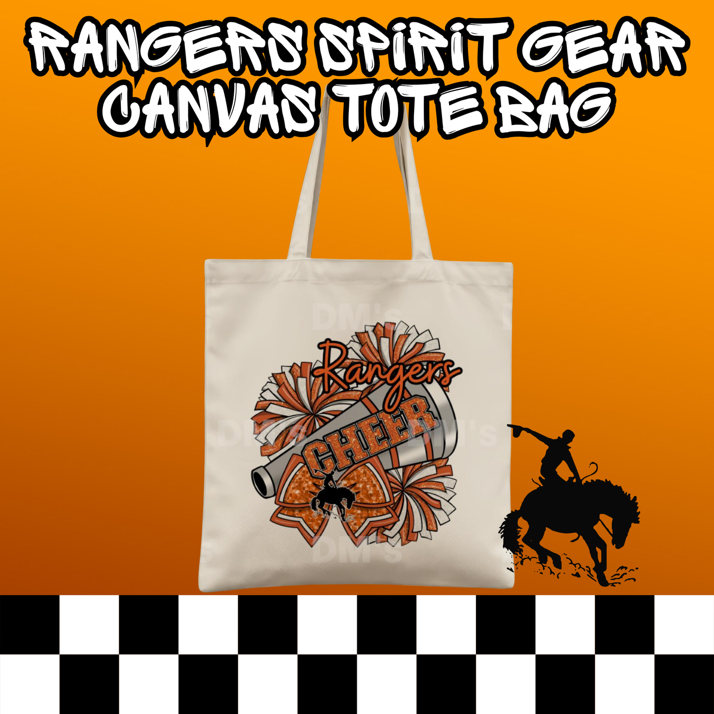 RANGERS CHEER SCHOOL SPIRIT TOTE BAG