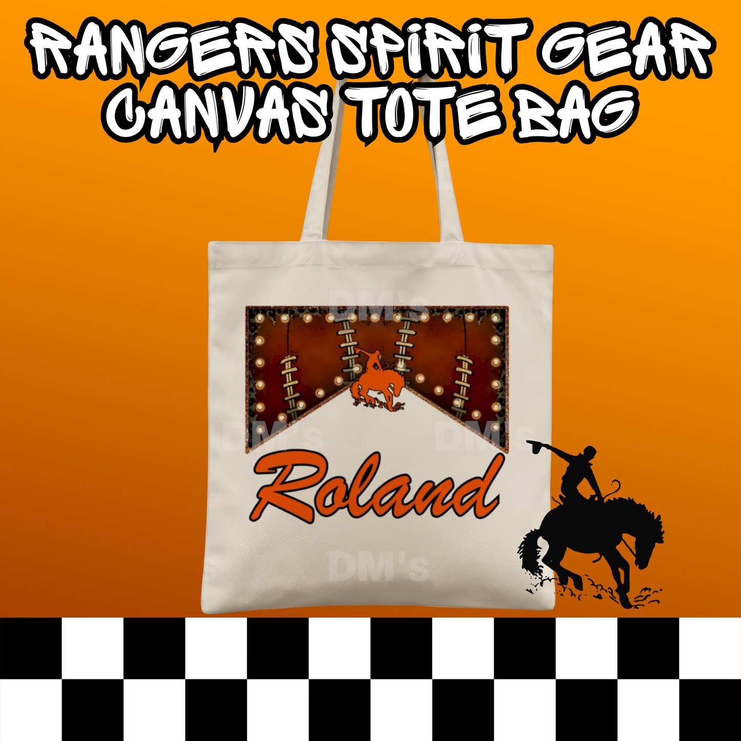 RANGERS MASCOT MARQUEE SCHOOL SPIRIT TOTE BAG