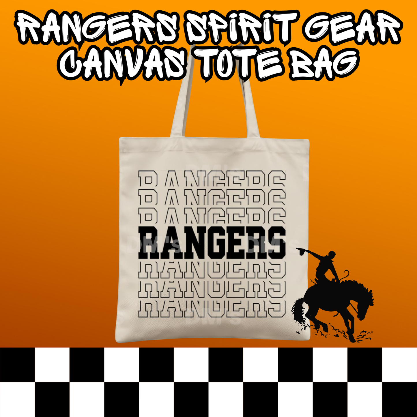 RANGERS STACKED SCHOOL SPIRIT TOTE BAG