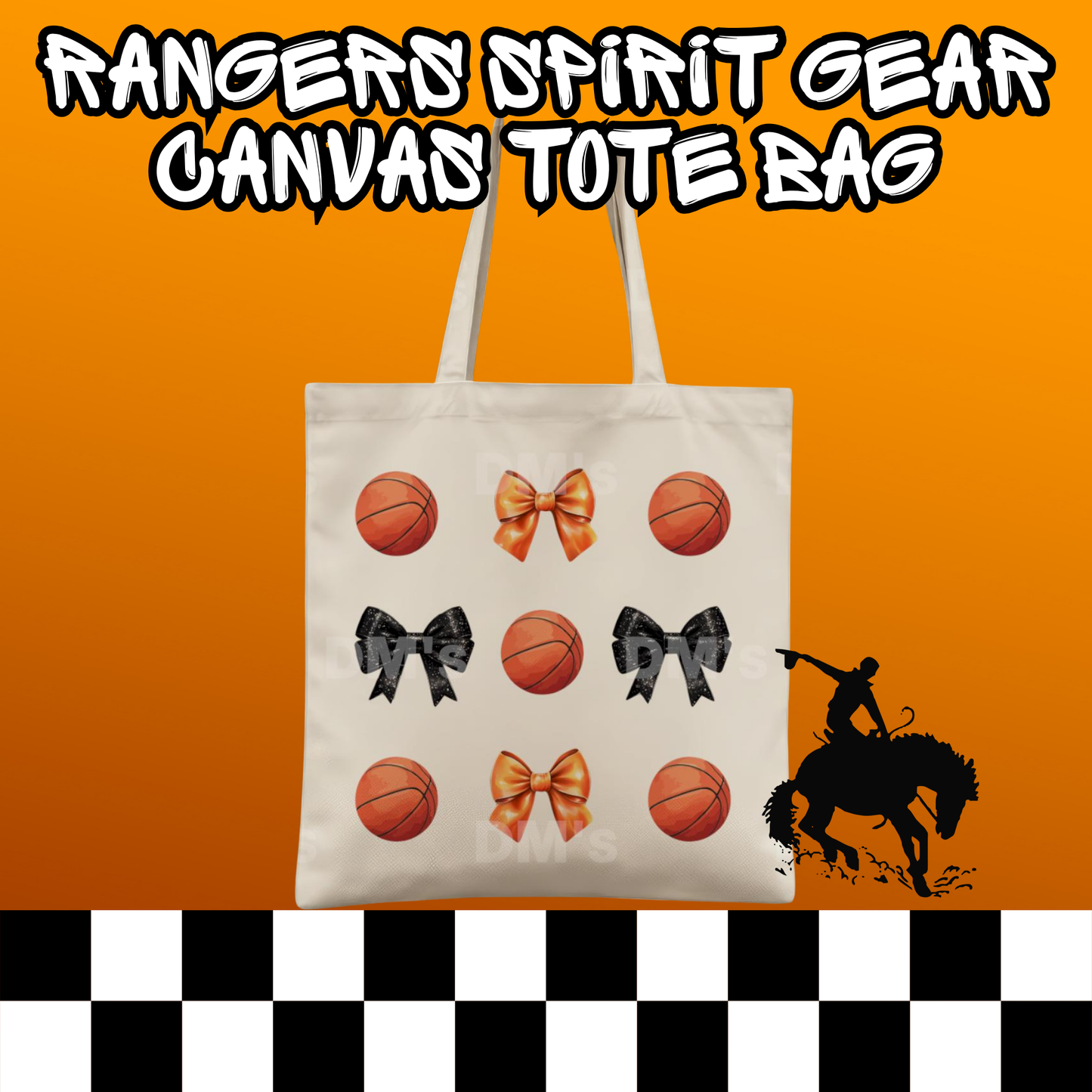 RANGERS  BOW BASKETBALL SCHOOL SPIRIT TOTE BAG